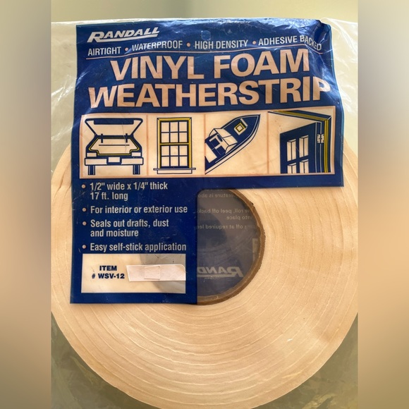 New Randall vinyl foam weatherstrip for waterproof weatherproof self-stick 17 ft - Picture 5 of 5